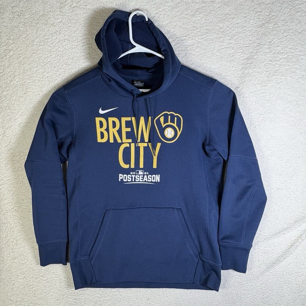 Milwaukee Brewers Nike Hoodie Sweatshirt Medium Brew City 2021 Postseason